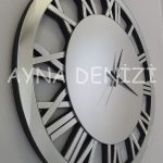 When Roma Silver Model Gümüş Renk Dekoratif Aynalı Duvar Saati-4