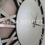 When Roma Silver Model Gümüş Renk Dekoratif Aynalı Duvar Saati-43