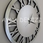 When Roma Silver Model Gümüş Renk Dekoratif Aynalı Duvar Saati-5