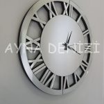 When Roma Silver Model Gümüş Renk Dekoratif Aynalı Duvar Saati-7