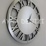 When Roma Silver Model Gümüş Renk Dekoratif Aynalı Duvar Saati-8