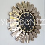 Güneş Twins Golden Jet Black Model Altın Siyah Renk Dekoratif Aynalı Duvar Saati-1