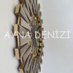 Güneş Twins Golden Jet Black Model Altın Siyah Renk Dekoratif Aynalı Duvar Saati-10