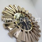 Güneş Twins Golden Jet Black Model Altın Siyah Renk Dekoratif Aynalı Duvar Saati-12