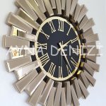 Güneş Twins Golden Jet Black Model Altın Siyah Renk Dekoratif Aynalı Duvar Saati-13