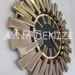 Güneş Twins Golden Jet Black Model Altın Siyah Renk Dekoratif Aynalı Duvar Saati-14