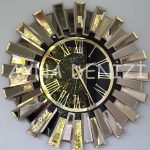 Güneş Twins Golden Jet Black Model Altın Siyah Renk Dekoratif Aynalı Duvar Saati-15