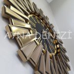 Güneş Twins Golden Jet Black Model Altın Siyah Renk Dekoratif Aynalı Duvar Saati-16