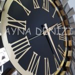 Güneş Twins Golden Jet Black Model Altın Siyah Renk Dekoratif Aynalı Duvar Saati-22