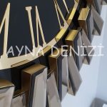 Güneş Twins Golden Jet Black Model Altın Siyah Renk Dekoratif Aynalı Duvar Saati-23