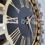 Güneş Twins Golden Jet Black Model Altın Siyah Renk Dekoratif Aynalı Duvar Saati-25