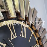Güneş Twins Golden Jet Black Model Altın Siyah Renk Dekoratif Aynalı Duvar Saati-26