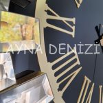 Güneş Twins Golden Jet Black Model Altın Siyah Renk Dekoratif Aynalı Duvar Saati-29