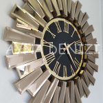 Güneş Twins Golden Jet Black Model Altın Siyah Renk Dekoratif Aynalı Duvar Saati-3