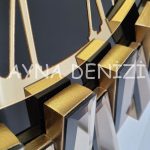 Güneş Twins Golden Jet Black Model Altın Siyah Renk Dekoratif Aynalı Duvar Saati-30