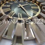 Güneş Twins Golden Jet Black Model Altın Siyah Renk Dekoratif Aynalı Duvar Saati-31