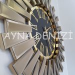 Güneş Twins Golden Jet Black Model Altın Siyah Renk Dekoratif Aynalı Duvar Saati-32