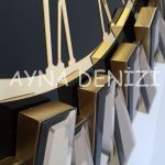 Güneş Twins Golden Jet Black Model Altın Siyah Renk Dekoratif Aynalı Duvar Saati-33