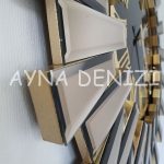 Güneş Twins Golden Jet Black Model Altın Siyah Renk Dekoratif Aynalı Duvar Saati-34