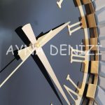 Güneş Twins Golden Jet Black Model Altın Siyah Renk Dekoratif Aynalı Duvar Saati-36