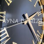 Güneş Twins Golden Jet Black Model Altın Siyah Renk Dekoratif Aynalı Duvar Saati-37