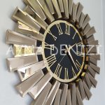 Güneş Twins Golden Jet Black Model Altın Siyah Renk Dekoratif Aynalı Duvar Saati-4