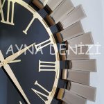Güneş Twins Golden Jet Black Model Altın Siyah Renk Dekoratif Aynalı Duvar Saati-40