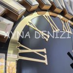 Güneş Twins Golden Jet Black Model Altın Siyah Renk Dekoratif Aynalı Duvar Saati-42