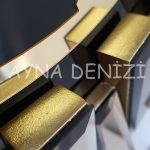 Güneş Twins Golden Jet Black Model Altın Siyah Renk Dekoratif Aynalı Duvar Saati-47