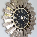 Güneş Twins Golden Jet Black Model Altın Siyah Renk Dekoratif Aynalı Duvar Saati-5