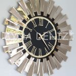 Güneş Twins Golden Jet Black Model Altın Siyah Renk Dekoratif Aynalı Duvar Saati-6