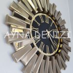 Güneş Twins Golden Jet Black Model Altın Siyah Renk Dekoratif Aynalı Duvar Saati-8