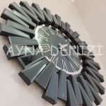 Güneş Twins Smoked Jet Model Gümüş Füme Renk Dekoratif Aynalı Duvar Saati-5