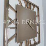 Time Golden Model Bronz Renk Dekoratif Aynalı Duvar Saati-14