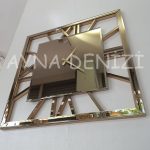 Time Golden Model Bronz Renk Dekoratif Aynalı Duvar Saati-18