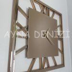 Time Golden Model Bronz Renk Dekoratif Aynalı Duvar Saati-3