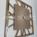 Time Golden Model Bronz Renk Dekoratif Aynalı Duvar Saati-4
