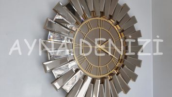 Güneş Twins Gold Bronze Model Altın Bronz Renk Aynalı Duvar Saati