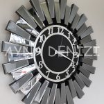 Güneş Twins Smoked Latin Black Model Gümüş Siyah Renk Dekoratif Aynalı Duvar Saati-2