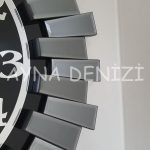 Güneş Twins Smoked Latin Black Model Gümüş Siyah Renk Dekoratif Aynalı Duvar Saati-29