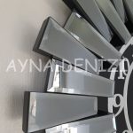 Güneş Twins Smoked Latin Black Model Gümüş Siyah Renk Dekoratif Aynalı Duvar Saati-30