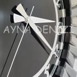 Güneş Twins Smoked Latin Black Model Gümüş Siyah Renk Dekoratif Aynalı Duvar Saati-31