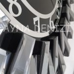 Güneş Twins Smoked Latin Black Model Gümüş Siyah Renk Dekoratif Aynalı Duvar Saati-41
