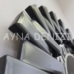 Güneş Twins Smoked Latin Black Model Gümüş Siyah Renk Dekoratif Aynalı Duvar Saati-44