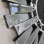 Güneş Twins Smoked Latin Black Model Gümüş Siyah Renk Dekoratif Aynalı Duvar Saati-45