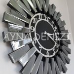 Güneş Twins Smoked Latin Black Model Gümüş Siyah Renk Dekoratif Aynalı Duvar Saati-7
