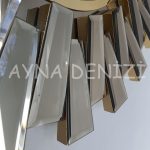 Güneş Twins Golden Jet Bronze Model Altın Bronz Renk Dekoratif Aynalı Duvar Saati-34