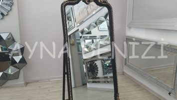 Princess Black Gold Model Siyah Altın Renk Ayaklı Boy Aynası