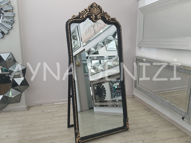 Princess Black Gold Model Siyah Altın Renk Ayaklı Boy Aynası