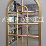 Massa Model Altın Renk Dekoratif Pencere Ayna-2